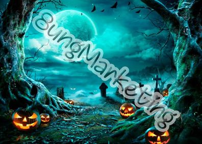 0769 Halloween Tortenaufleger Tortenbild Fototorte individuell Wunschtext und Foto