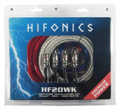 Hifonics HF-20WK 20 mm² Kabelkit mit hohem Kupferanteil Kabelsatz für Verstärker