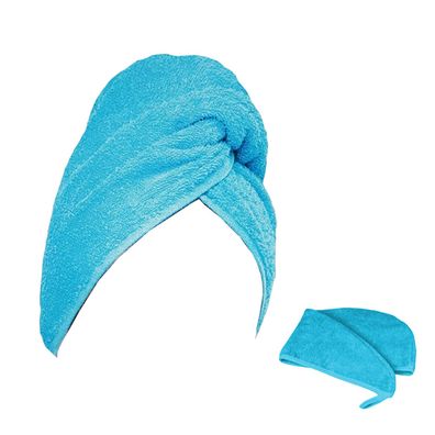 Kopfturban Kopfhandtuch Haartrockentuch Baumwolle Frottee Turban Blau 60x23cm