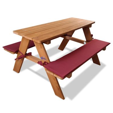 Kinder-Sitzgruppe Picknicktisch mit Polster Spieltisch Gartentisch Holz