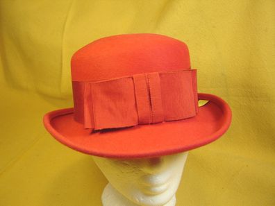 Damenhut Haarfilz sehr chic klassischer Reiterstil Farbe rot breite Bandgarnitur DH80