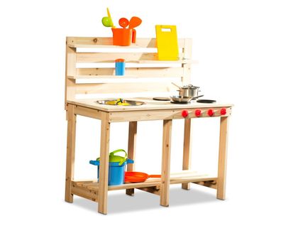 Matschküche Outdoor-Küche Garten-Spieltisch für Kinder Holz Kinderküche