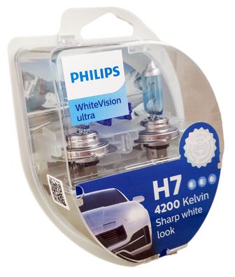 H7 Philips White Vision Ultra + 60% 4200K incl. 2x W5W White Vision 12972WVUSM