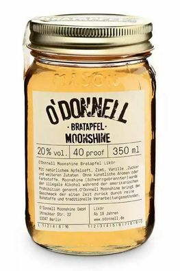 O´Donnell Moonshine Bratapfel, 0,35 l, 20 % vol.