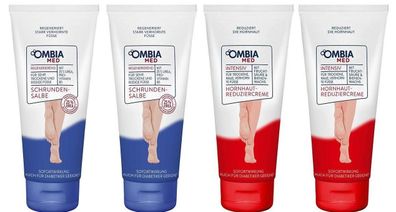 Ombia Med Hornhaut-Reduziercreme + Schrundensalbe 4er-Set 4 Stk (4x100ml)