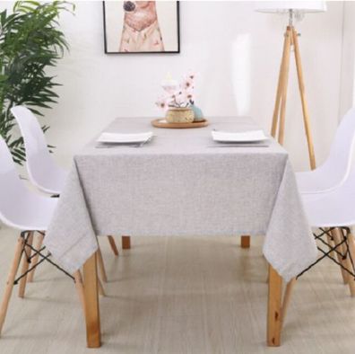 Tischdecke Weiß-Grau - Baumwolle/ Leinen (robust + flüssigkeitsabweisend) - 60x60cm