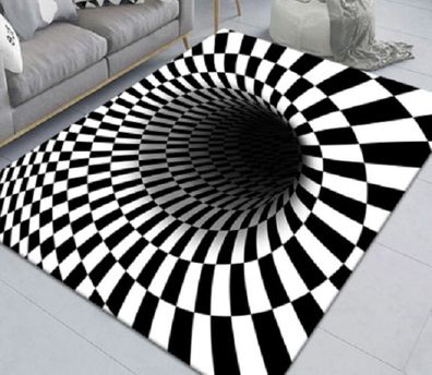 Bedruckter 3D Teppich / Rutschfeste Fussmatte Motiv: Schwarzweißes Loch 60 * 40cm