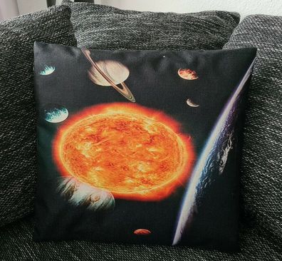 Universum Sonnensystem - Kissenbezug - 45cm x 45cm - Erde/ Sonne Kissen