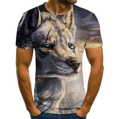 Innovatives 3D-Druck T-Shirt (Unisex / Rundhals) - Tierwelt & Natur: Weißer Wolf