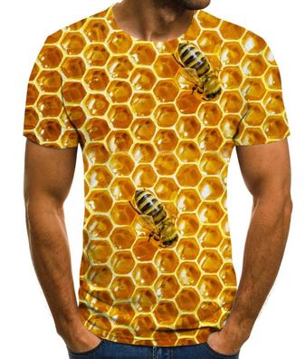 Lustiges 3D-Druck T-Shirt (Unisex/ rundhals) - Essen & Natur: Bienen + Honig