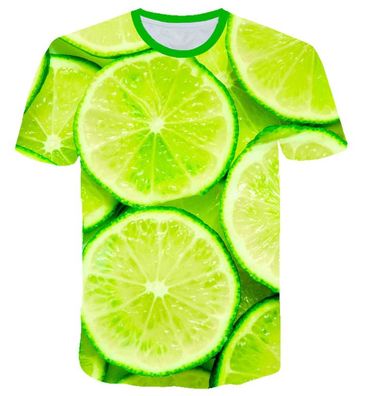 Lustiges 3D-Druck T-Shirt (Unisex/ rundhals) - Essen & Natur: Zitrone / Limette