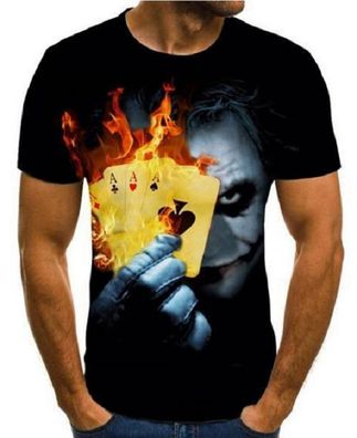 Innovatives 3D-Druck T-Shirt (Unisex) - Halloween / Horrorclown - Joker + Cards