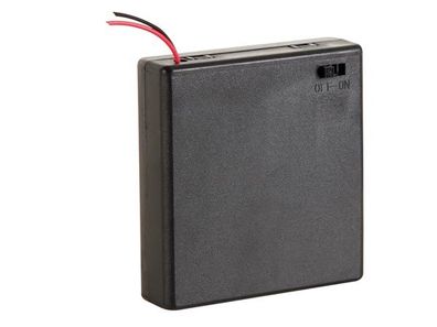Velleman - BH341BS - Batteriehalter für 4 x AA-Batteriehalter (Mit Kabeln + Schalter)