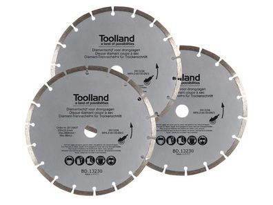 Toolland - BD13230 - Diamant-Trennscheiben-Set - 230 mm - Segmentiert - 3-tlg.
