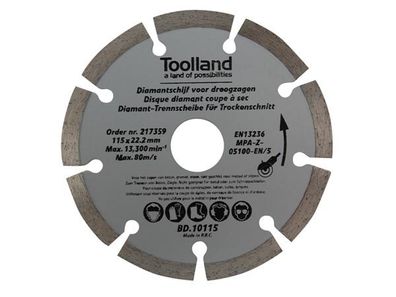 Toolland - BD10115 - Diamant-Trennscheibe - 115 mm - Segmentiert