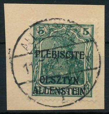 Allenstein Nr 1 zentrisch gestempelt Briefstück X453186