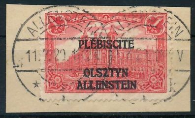 Allenstein Nr 10 zentrisch gestempelt Briefstück X453416