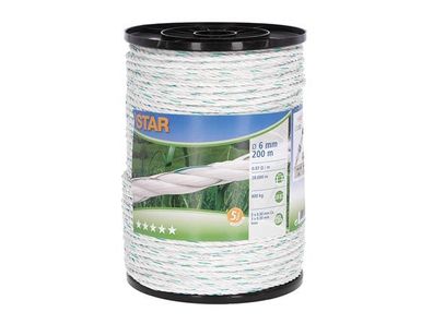 Fencing rope Star 200 m, white/ green, Ø 6 mm