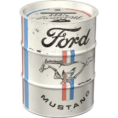 Ford Mustang Horse and Stripes Logo - Spardose im Ölfass-Design