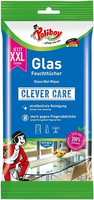 Poliboy - XXL Glas Feuchttücher - streifenfreie, schnelle Reinigung - 24 Tücher
