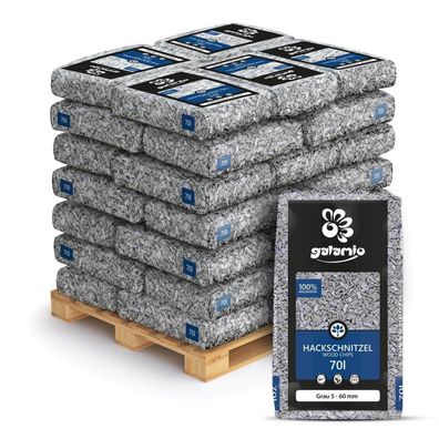Holzhackschnitzel Grau Garten Holz Hack Mulch Häcksel 70l x 36 Sack 2520l Palette