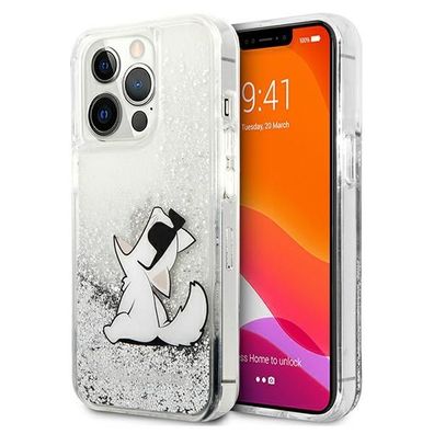 Handyhülle Karl Lagerfeld iPhone 13 Pro Max Case Glitzer Case Katze transparent