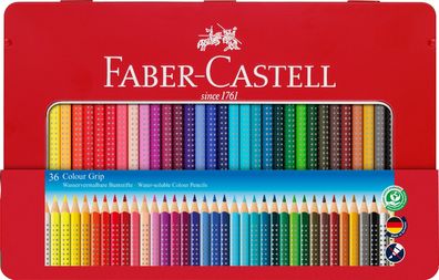 FABER-CASTELL Farbstift Colour GRIP, 36 Farben sortiert im Metalletui 112435