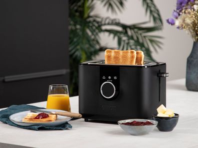 Edelstahl Toaster in Schwarz matt - Aufwärm- und Auftaufunktion, 920W
