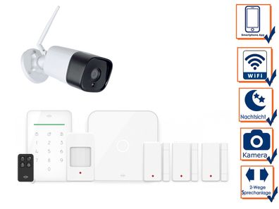 SMART HOME Alarmsystem mit Wifi & GSM Funktion Komplettset mit Kamera & App