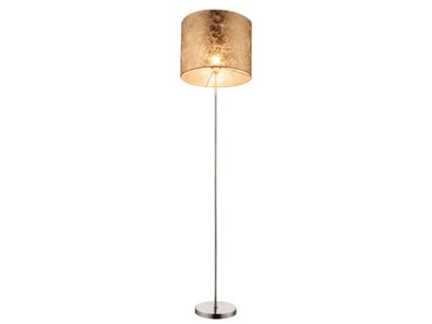 LED Stehlampe mit Stoff Lampenschirm goldfarbig, Höhe 160cm