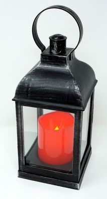 Grab Laterne mit roter LED Kerze innen + außen Grabkerze Grablaterne Grablicht