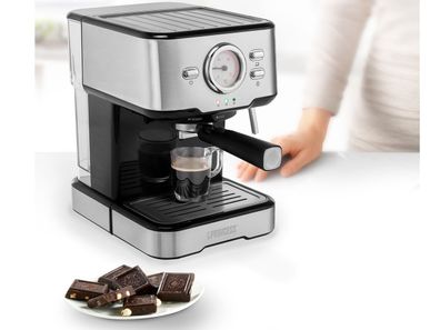 Siebträger Espressomaschine mit Milchaufschäumer 2 Tassen - auch für Kapseln