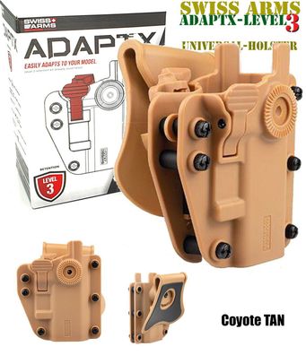 Swiss Arms Pistolen Universal-Holster AdaptX Level 3 - in Coyote TAN + Zubehör