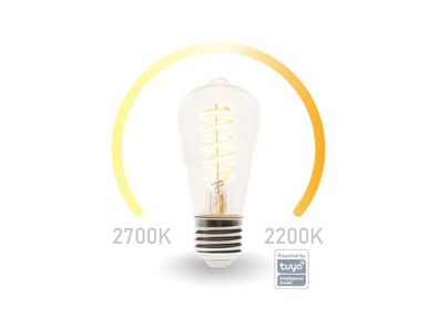 SMART-WI-FI-LED-LAMPE MIT Filament - Warmweiß & Intensiv Warmweiß - E27 - ST64