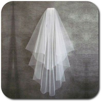 Schleier Brautschleier 2 Lagen mit Kamm 2-lagig Hochzeit Braut Ivory Weiß 80 cm