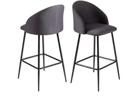Barhocker Lily 2-er Set, Gestell schwarz, Webstoff grau Maße:44x50x100(H)cm
