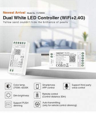 MiBoxer FUT035W Dualer weißer LED-Controller (WiFi + 2,4 G)