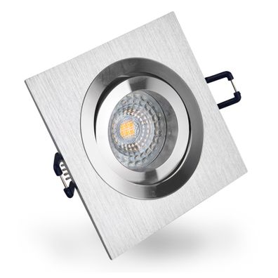 LED Einbaustrahler 230V dimmbar 5,5 6711 Warmweiß Ø80 IP20 Alu Silber geschleift