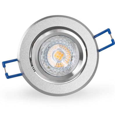 LED Einbaustrahler 230V dimmbar 5,5 16302-4 Warmweiß Ø68 IP20 Alu Silber sandstrahlen