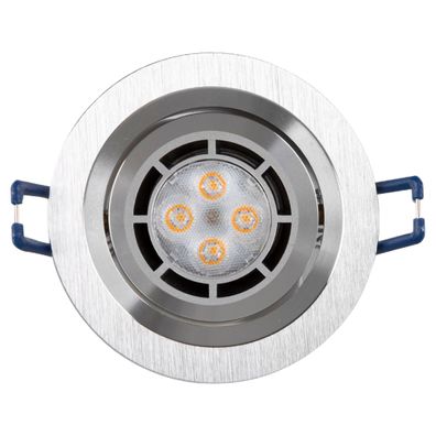 LED Einbaustrahler 230V 5 6611 Warmweiß Ø80 IP20 Alu Silber geschleift