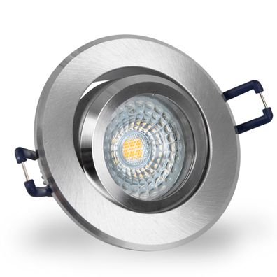 LED Einbaustrahler 230V dimmbar 5,5 5227 Warmweiß Ø70 IP20 Alu Silber geschleift