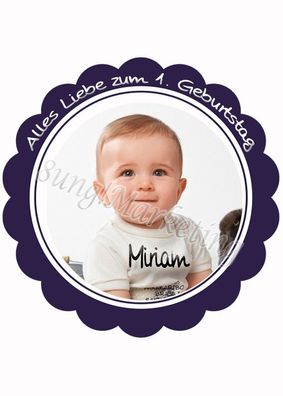 0807 Geburtstag Blume Tortenbild Tortendeko Fototorte individuell Wunschtext und Foto