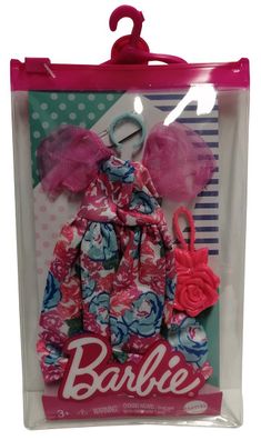 Mattel GRC00 Barbie Fashions Kleiderset mit Kleid im Rosendesign Haarreif und pi