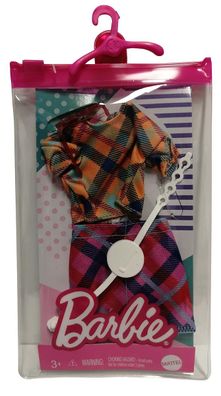 Mattel GRC10 Barbie Fashions Kleiderset mit karierten Rock und Oberteil Sonnenbr