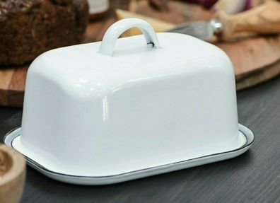AVANTI Geschirrserie Butterdose Butterglocke mit Deckel Porzellan weiß für 250g