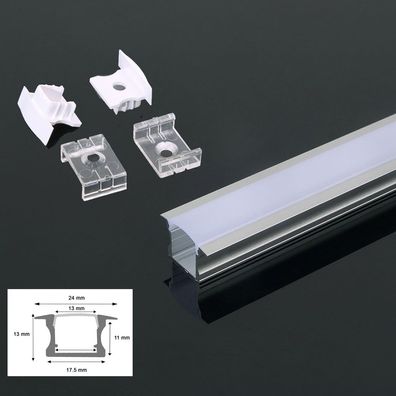 2 Meter Aluprofile Alu Schiene Profil LED Kanal für LED Strip mit Milchglas Abdec...