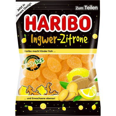 Haribo Ingwer Zitrone scharfes Fruchtgummi mit Geschmack 175g