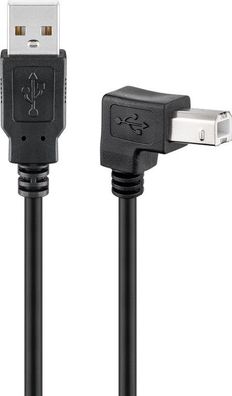 goobay USB 2.0 Hi-Speed-Kabel A Stecker auf B 90° Winkelstecker schwarz 0,5 m