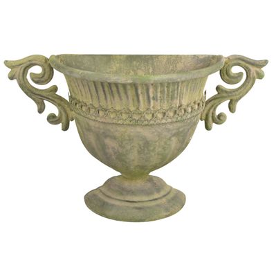 Wand Topf Aged Metall Grün Vase Pokal Kübel Umtopf Blumen Vintage Hänge Korb