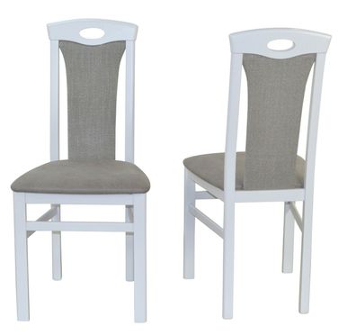 2 x Esszimmerstühle massivholz weiß Kunstleder/ Stoff grau Stuhlset Holzstühle